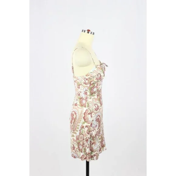 Aritzia WILFRED Bellow Paisley Floral Crepe Gathered Mini Slip Dress, Size 2 - Picture 3 of 16